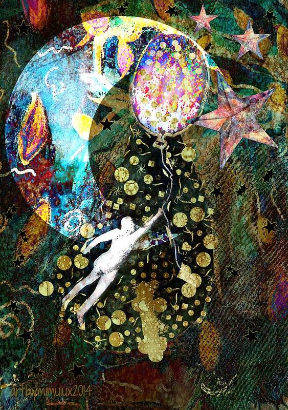 Night Art Print featuring the digital art Night Flight by Mimulux Patricia No