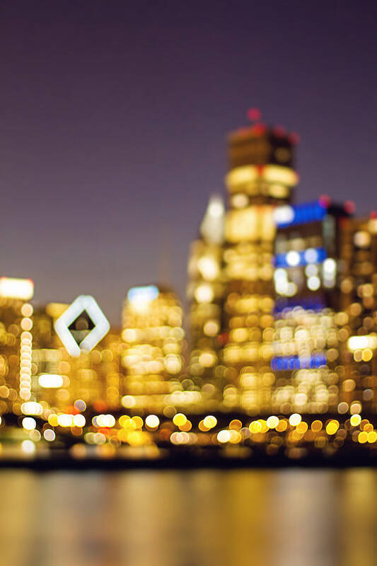 Chicago Art Print featuring the photograph Night Lights - Abstract Chicago Skyline by Melanie Alexandra Price