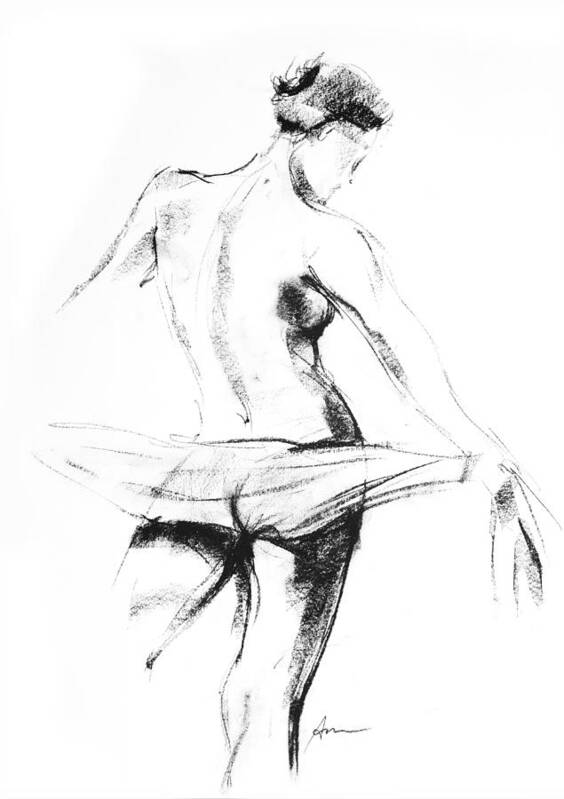 Nude Art Print featuring the drawing Nude 007 by Ani Gallery