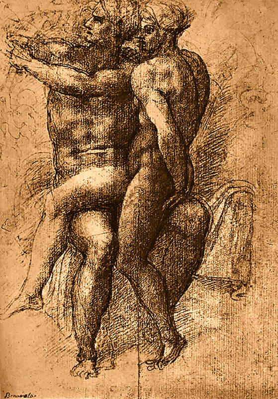 Nude Study Number One Art Print featuring the painting Nude Study Number One by Michelangelo Buonarroti