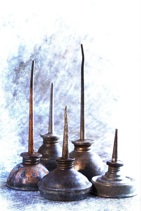 Oil Cans Art Print featuring the photograph Oil Cans by Carol Leigh