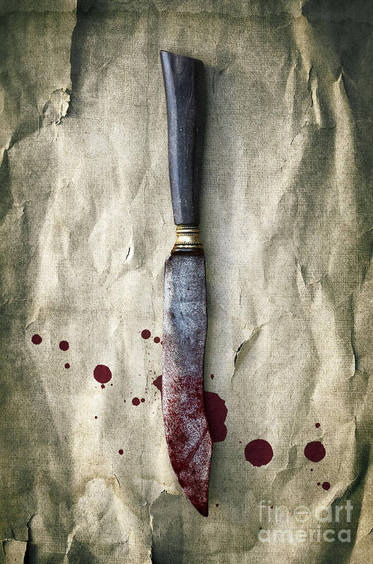 Abuse Art Print featuring the photograph Old Bloody Knife by Carlos Caetano