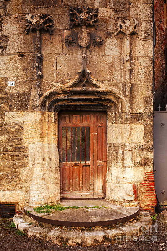 Ancient Art Print featuring the photograph Old Doorway Cahors France by Colin and Linda McKie