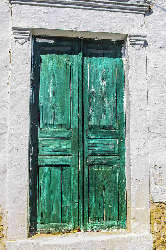 Wood Art Print featuring the photograph Old green door by Patricia Hofmeester