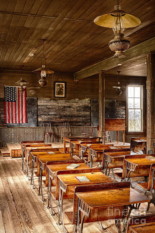 America Art Print featuring the photograph Old Schoolroom by Inge Johnsson