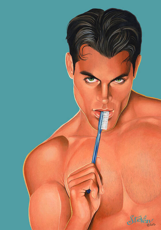 Male Art Print featuring the mixed media Oral Hygiene by Steven Stines