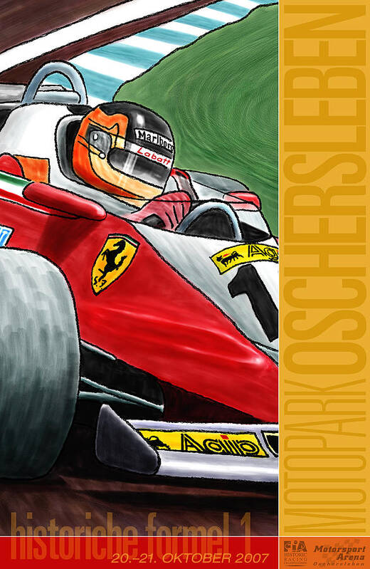 Oschersleben Art Print featuring the digital art Oschersleben Historic F1 Grand Prix by Georgia Clare