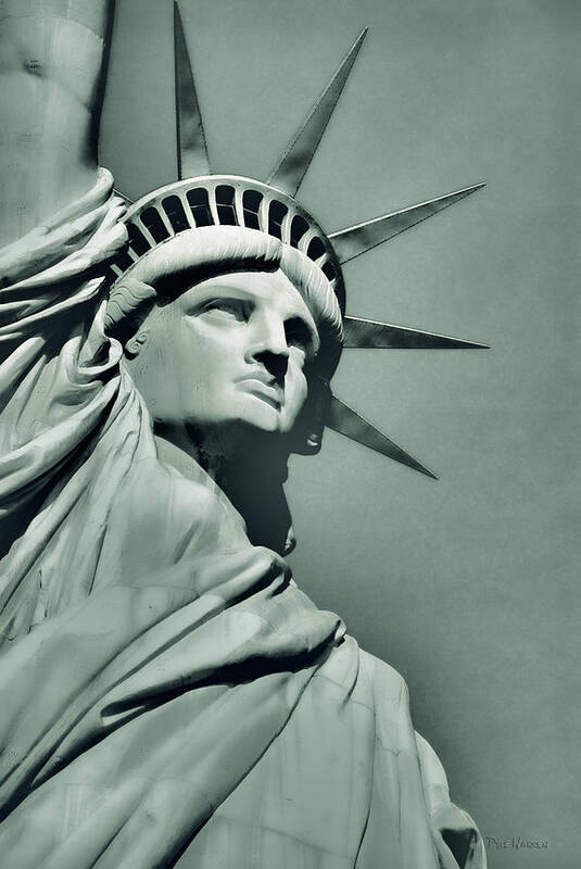 Statue Art Print featuring the photograph Our Lady Liberty - verdigris tone by Dyle  Warren