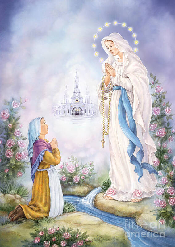 Lourdes Art Print featuring the digital art Our Lady of Lourdes by Randy Wollenmann