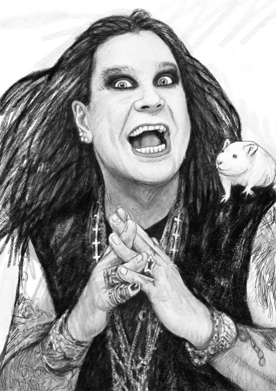 Ozzy Osbourne Art Drawing Sketch Portrait Art Print featuring the painting Ozzy osbourne art drawing sketch portrait by Kim Wang