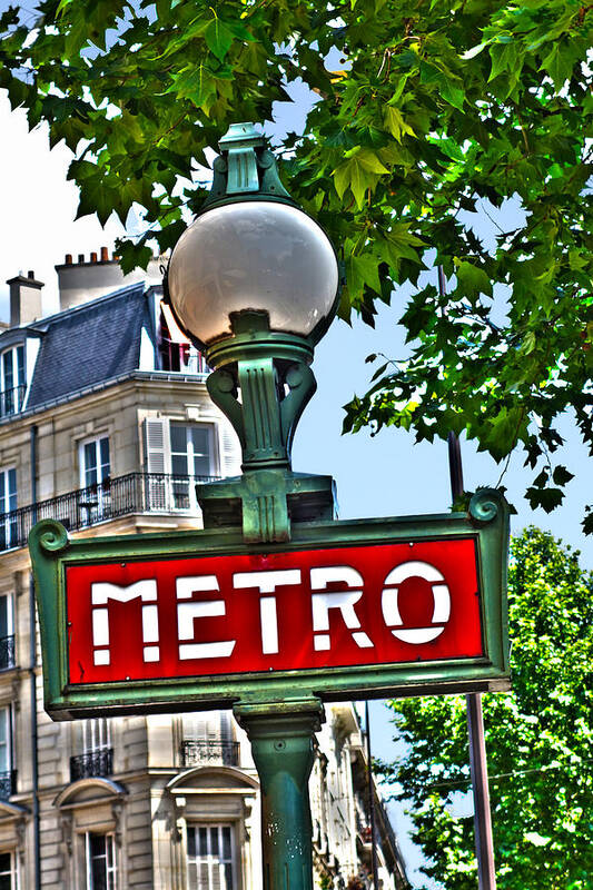 Paris Art Print featuring the photograph Paris Metro Sign by Toby McGuire