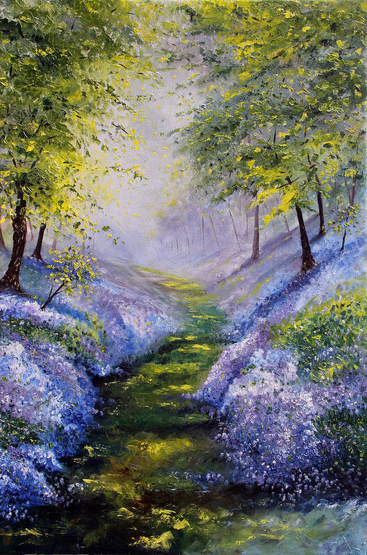 Bluebells Art Print featuring the painting Pavilioned in Splendor by Meaghan Troup