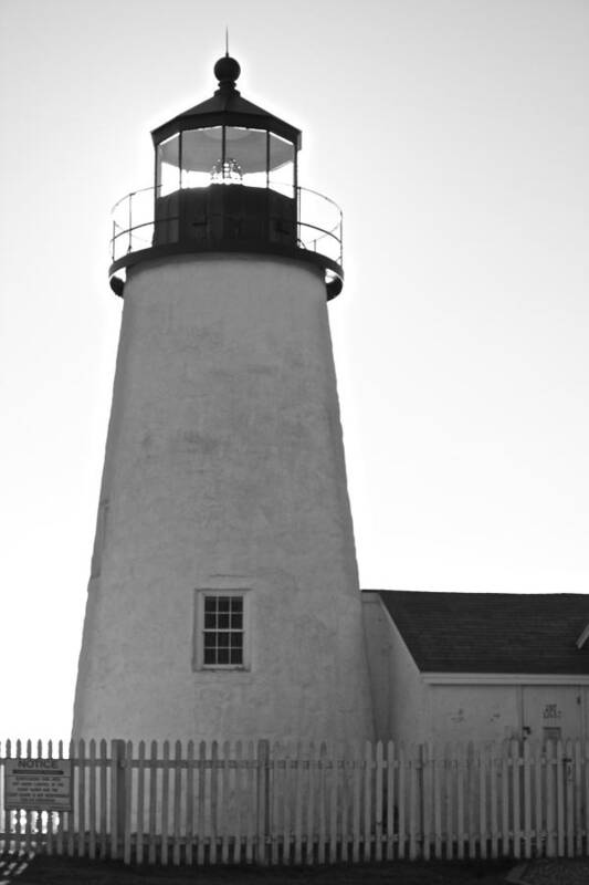 Pemaquid Lighthouse Art Print featuring the photograph Pemaquid Lighthouse Black and White by Amazing Jules