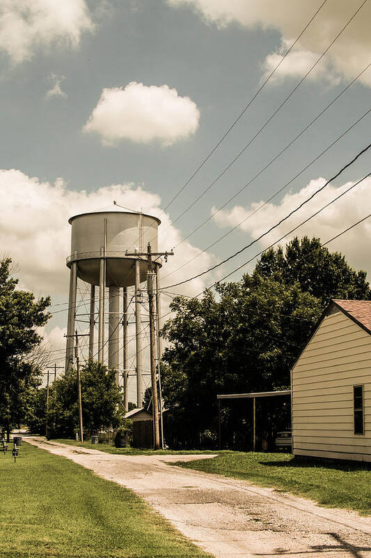 Water Art Print featuring the photograph Perry Water Tower from Alley by Hillis Creative