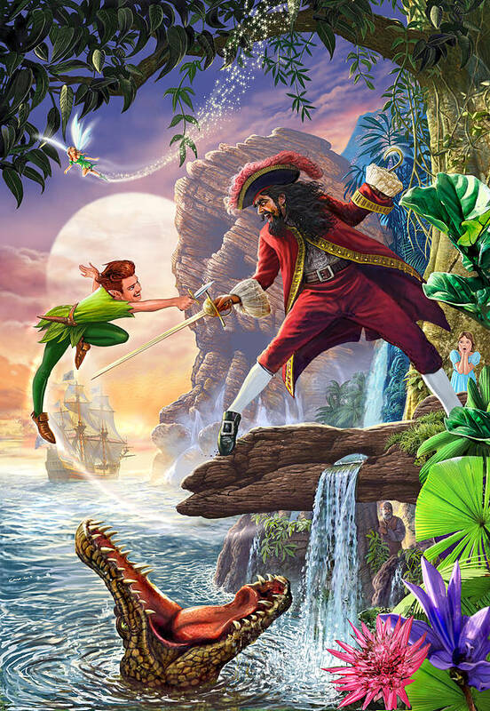Peter Pan and Captain Hook Art Print by MGL Meiklejohn Graphics