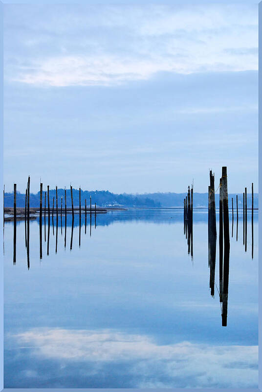 Scenics Art Print featuring the photograph Pilings at sea with floating docks by Tom Reese, www.wowography.com