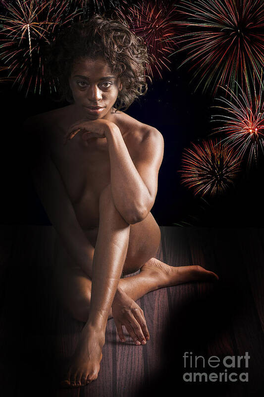 African Art Print featuring the photograph Chynna African American Nude Girl in Sexy Sensual Photograph and in Color 4774.02 by Kendree Miller