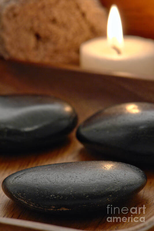 Spa Art Print featuring the photograph Polished Stones in a Spa by Olivier Le Queinec