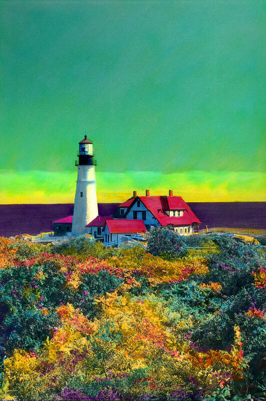 Portland Head Lighthouse Art Print featuring the painting Portland Head Light V by Cindy McIntyre