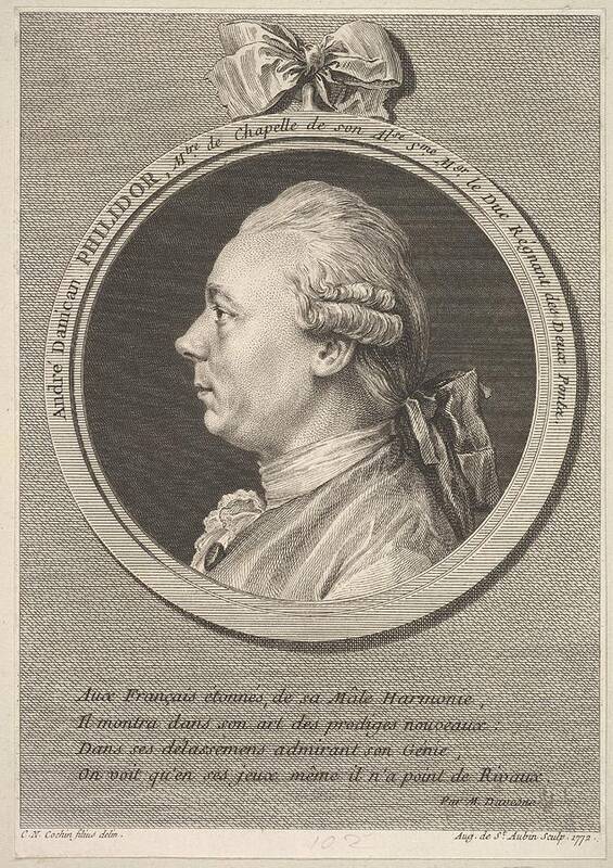 Cochin Art Print featuring the drawing Portrait Of Andr Danican Philidor by Augustin de Saint-Aubin