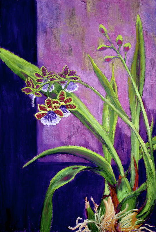 Flower Art Print featuring the painting Purple Orchids by Nancy Jolley