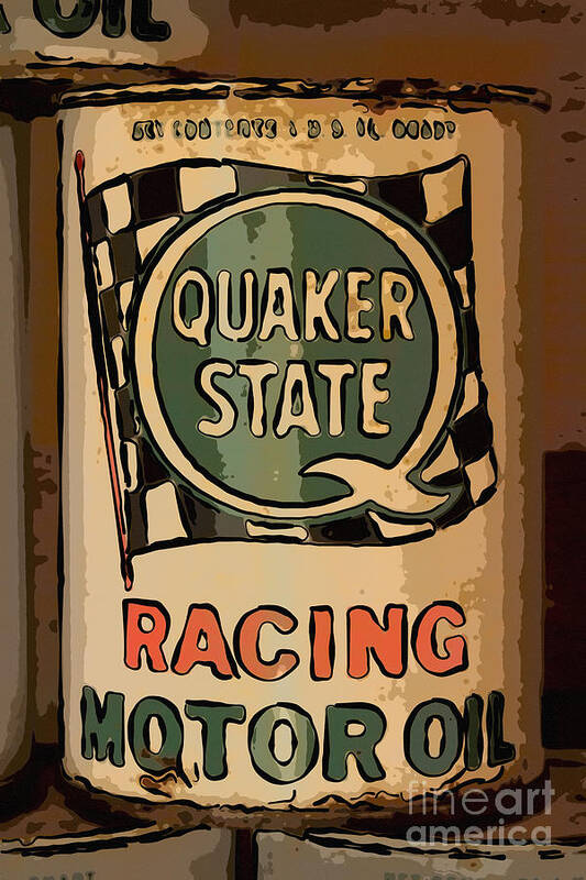 Racing Motor Oil Art Print featuring the photograph Quaker State Oil Can by Carrie Cranwill