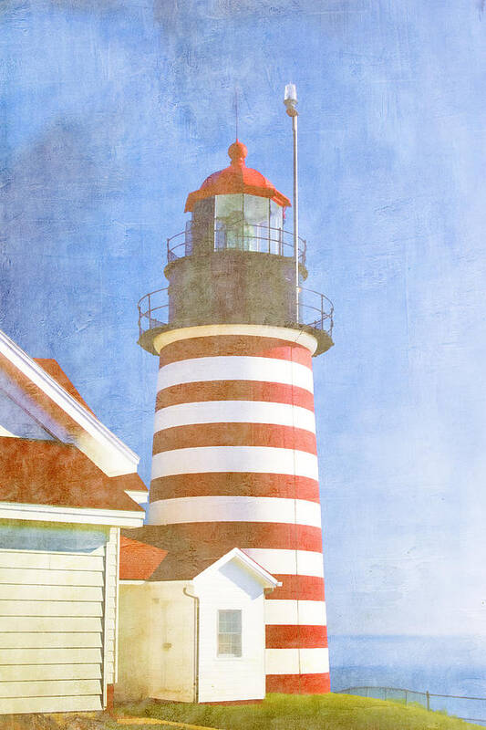 West Quoddy Head Lighthouse Art Print featuring the photograph Quoddy Lighthouse Lubec Maine by Carol Leigh