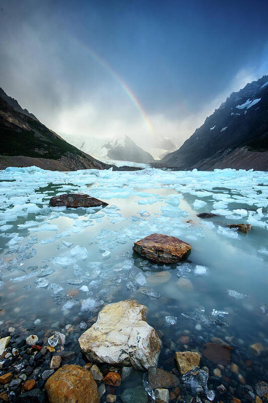 Scenics Art Print featuring the photograph Rainbow On Ice Lake by Piriya Photography