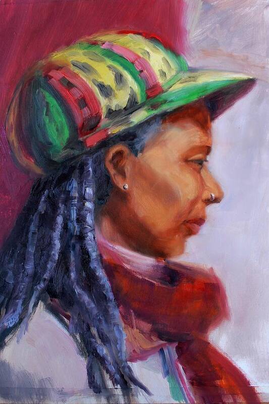 Oil Painting Art Print featuring the painting Rastafarian Queen by Marian Berg