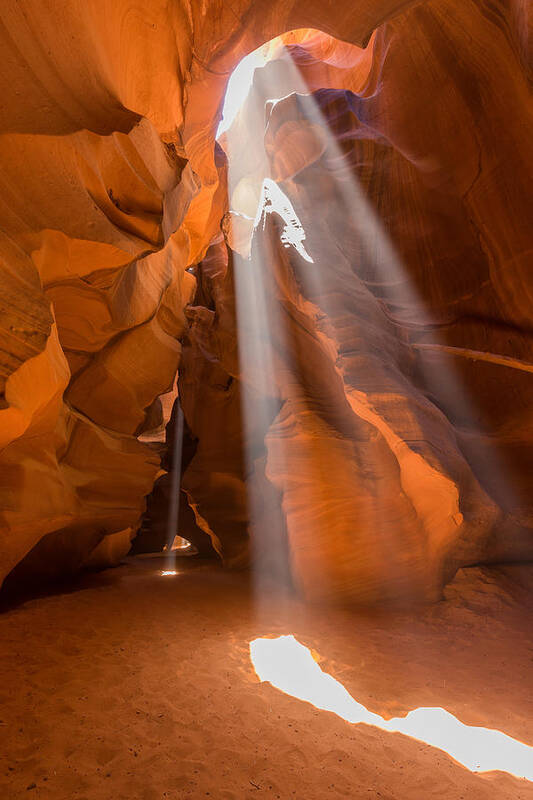 Antelope Canyon Art Print featuring the photograph Rays of Light by Tassanee Angiolillo