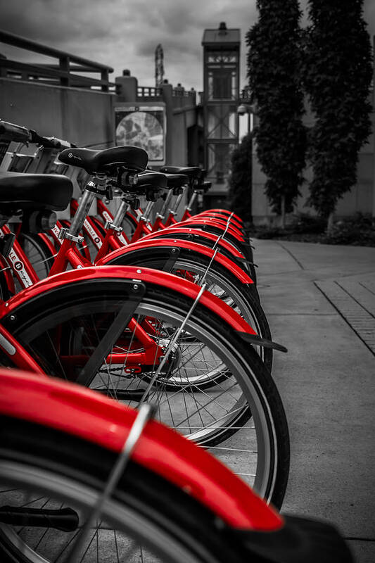 Nashville Art Print featuring the photograph Red Bicycles by Ron Pate