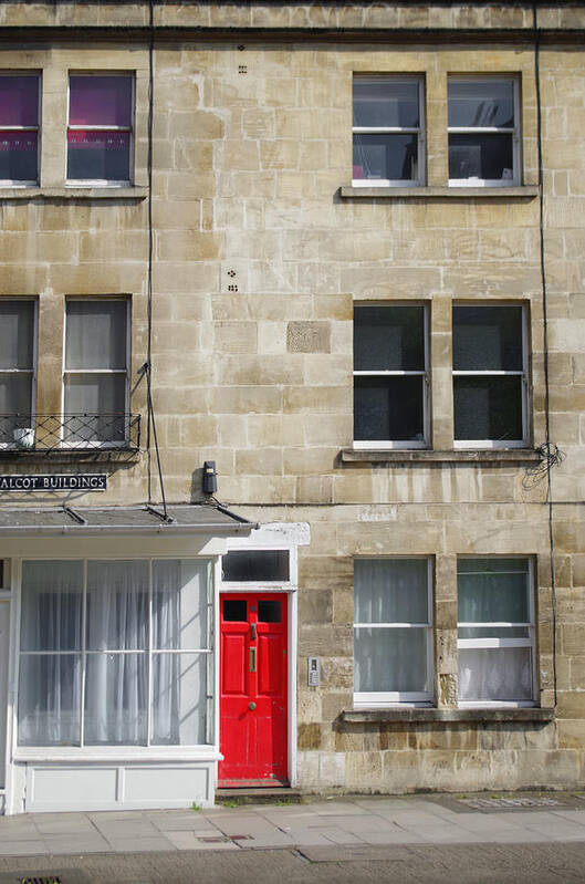 Red Doors Art Print featuring the photograph Red Door in Bath by Sharon Popek