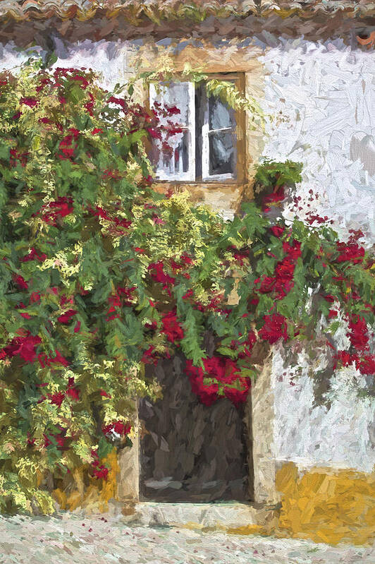 Brown Art Print featuring the painting Red Flowers on Vine by David Letts