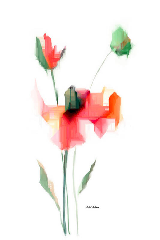 Passion Art Print featuring the digital art Red Flowers by Rafael Salazar