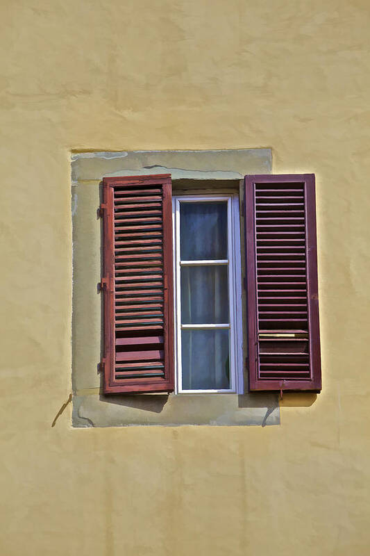 Architecture Art Print featuring the photograph Red Window Shutters of Florence by David Letts