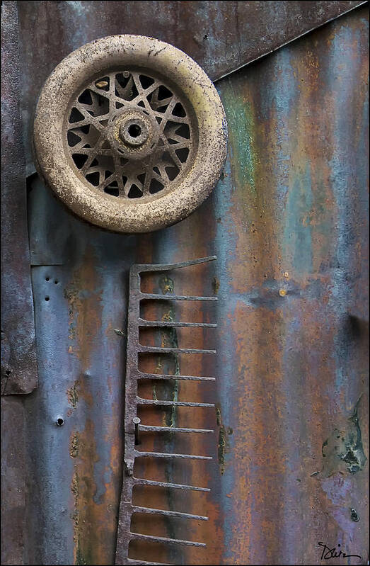 Old Wheel Art Print featuring the photograph Relics by Peggy Dietz