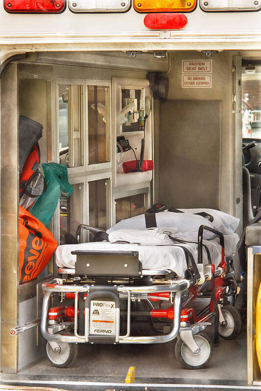 Savad Art Print featuring the photograph Rescue - Inside the Ambulance by Mike Savad
