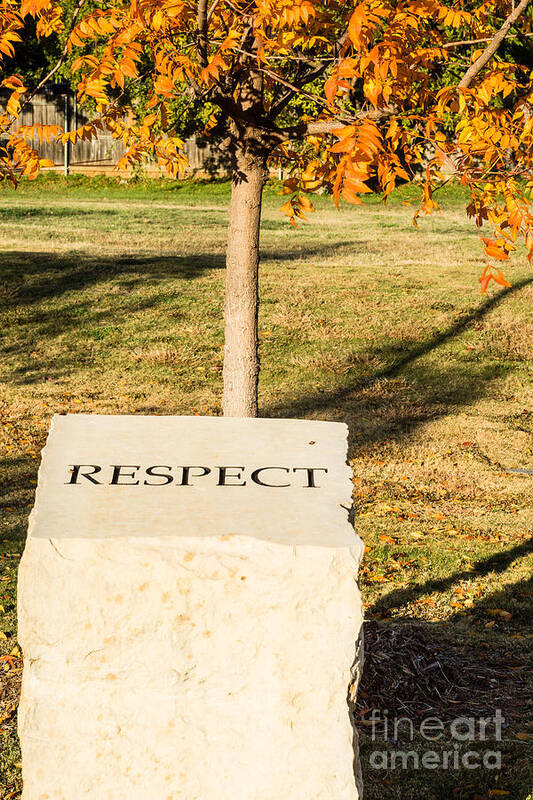 Respect Art Print featuring the photograph Respect on stone in Autumn by Imagery by Charly