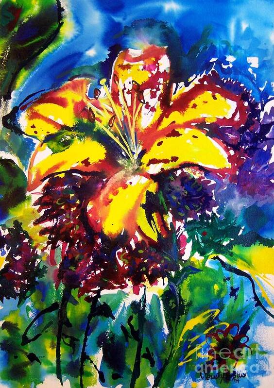 Lily Art Print featuring the painting Rising by Catherine Gruetzke-Blais