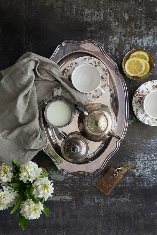 Milk Art Print featuring the photograph Room Service, Tea Tray With Milk And by Pam Mclean