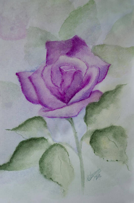 Flower Art Print featuring the painting Rose 3 by Nancy Edwards