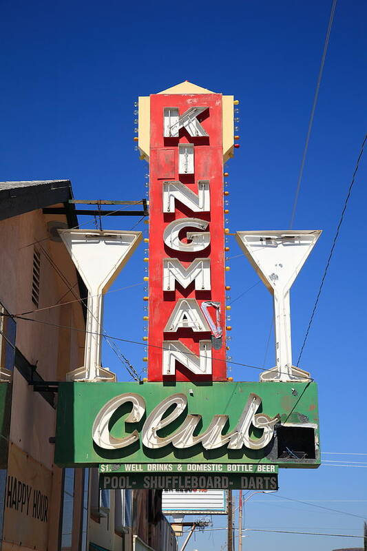 66 Art Print featuring the photograph Route 66 - Kingman Club Neon 2012 by Frank Romeo