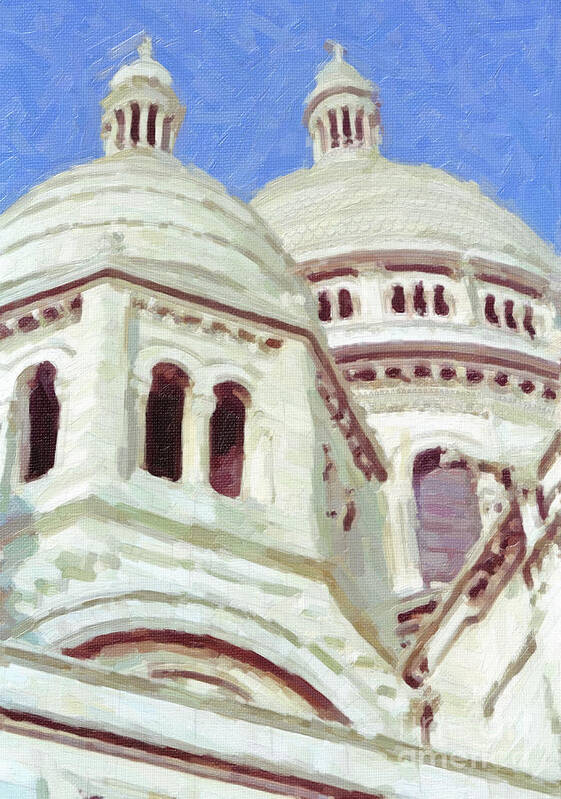 Basilique Du Sacre Coeur De Montmartre Art Print featuring the digital art Sacre Coeur detail by Liz Leyden