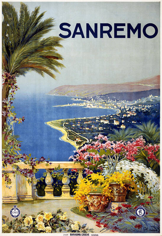 San Remo Art Print featuring the digital art San Remo Italy by Georgia Clare