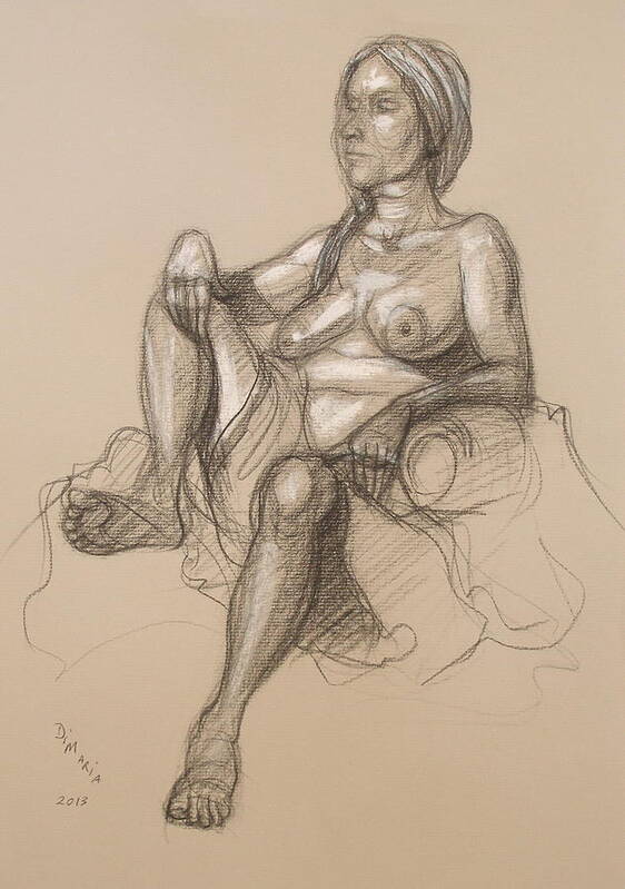 Realism Art Print featuring the drawing Sandra Reclining #1 by Donelli DiMaria