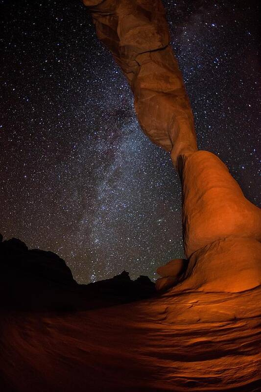 All Rights Reserved Art Print featuring the photograph Sandstone Arch Meets Milky Way Skies by Mike Berenson