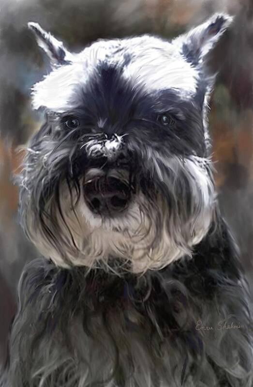 Dogs Art Print featuring the painting Schnauzer Portrait by Portraits By NC