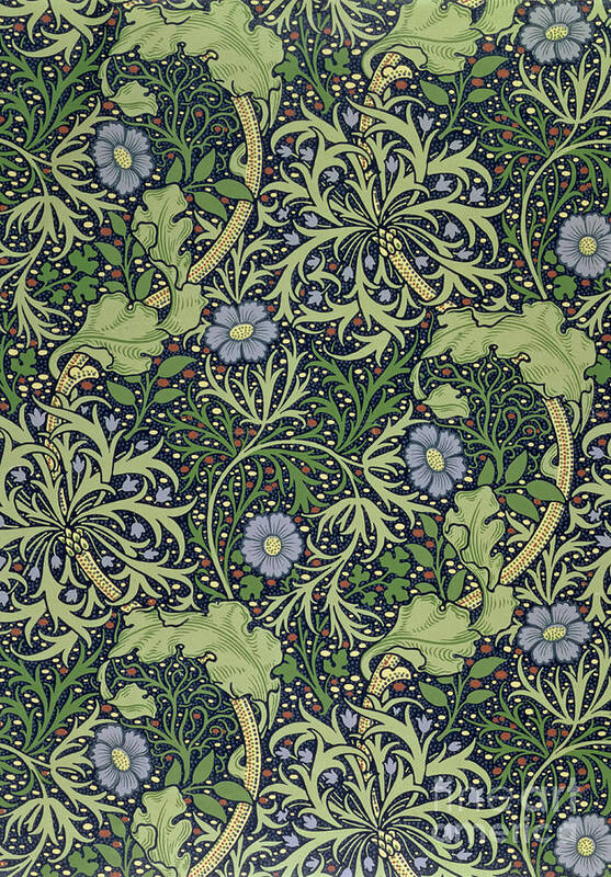 Seaweed Art Print featuring the tapestry - textile Seaweed wallpaper design, 1901 by William Morris by William Morris