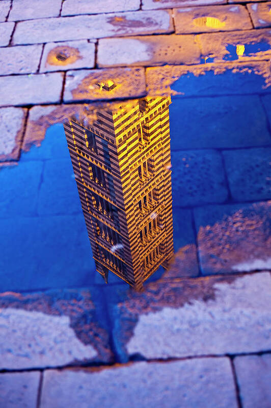 Built Structure Art Print featuring the photograph Siena Cathedral Tower Reflected In by Richard I'anson