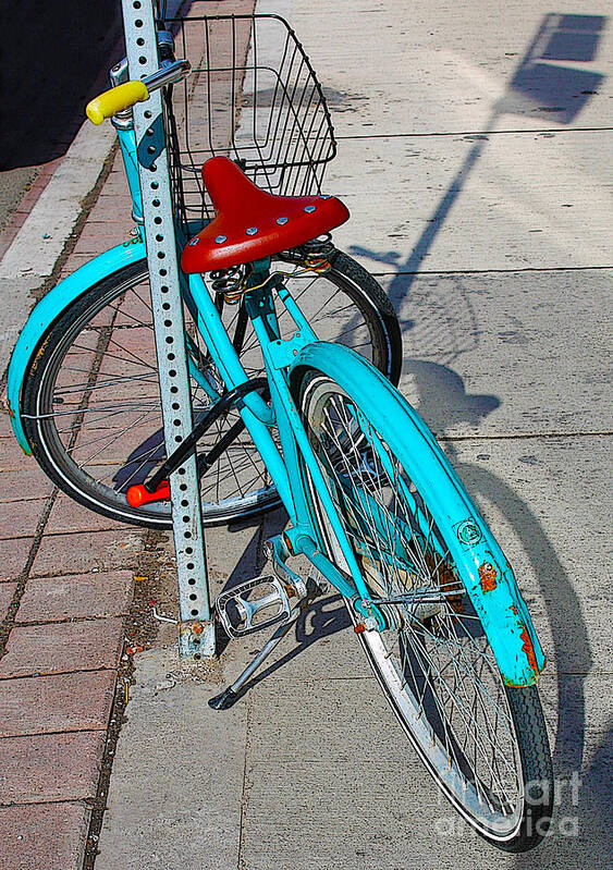 Bicycle Art Print featuring the photograph Signs of Parking at Sundown by Nina Silver